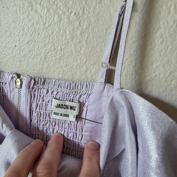 NWT Jason Wu Luminous Lavender Shimmery Tie Front Crop Top Small - Picture 4 of 8